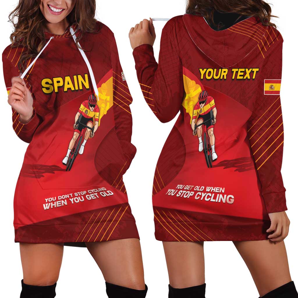 Personalized Spain Cycling Hoodie Dress You Don't Stop Cycling When You Get Old - Wonder Print Shop