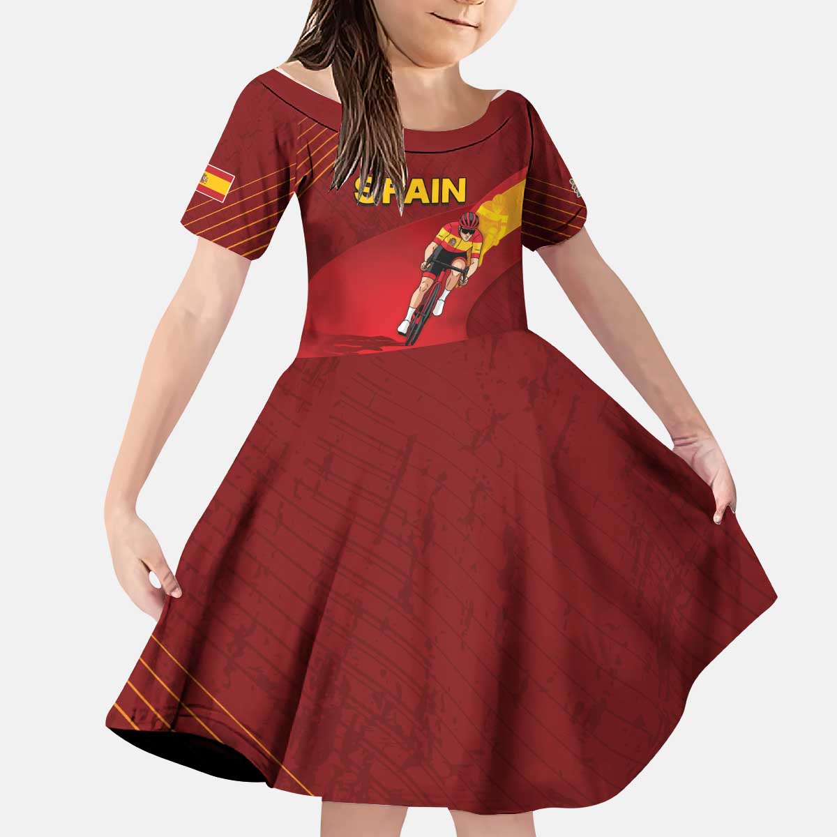 Personalized Spain Cycling Kid Short Sleeve Dress You Don't Stop Cycling When You Get Old - Wonder Print Shop