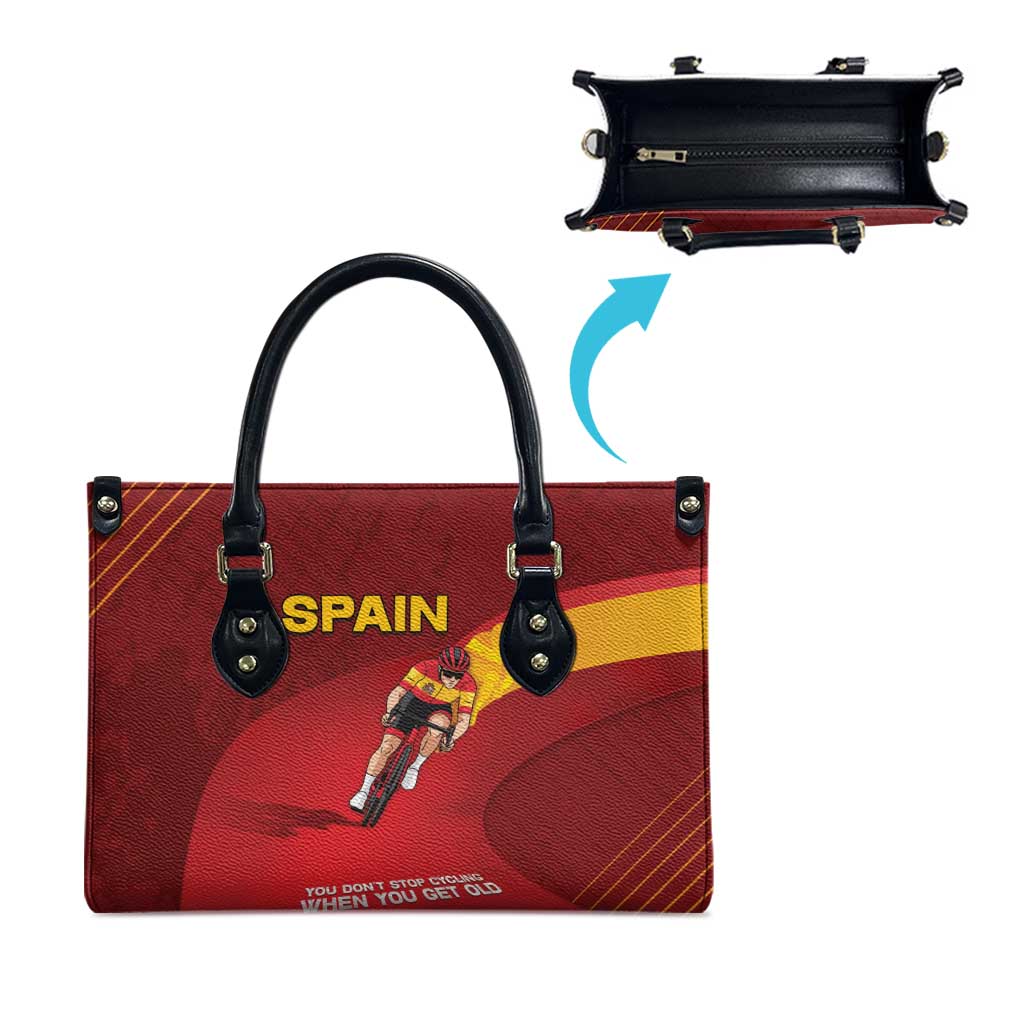 Spain Cycling Leather Bag You Don't Stop Cycling When You Get Old - Wonder Print Shop