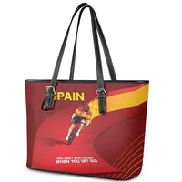 Spain Cycling Leather Tote Bag You Don't Stop Cycling When You Get Old - Wonder Print Shop