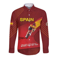 Personalized Spain Cycling Long Sleeve Button Shirt You Don't Stop Cycling When You Get Old - Wonder Print Shop