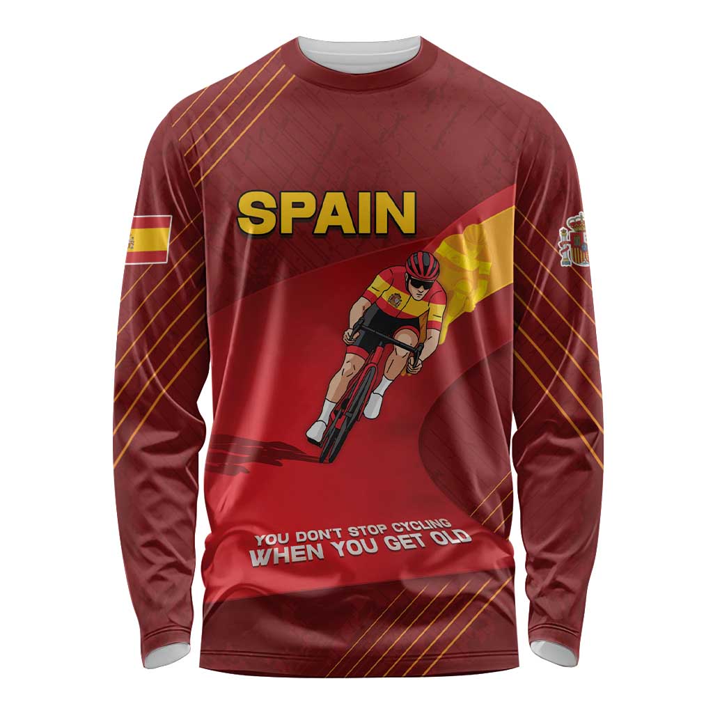 Personalized Spain Cycling Long Sleeve Shirt You Don't Stop Cycling When You Get Old - Wonder Print Shop