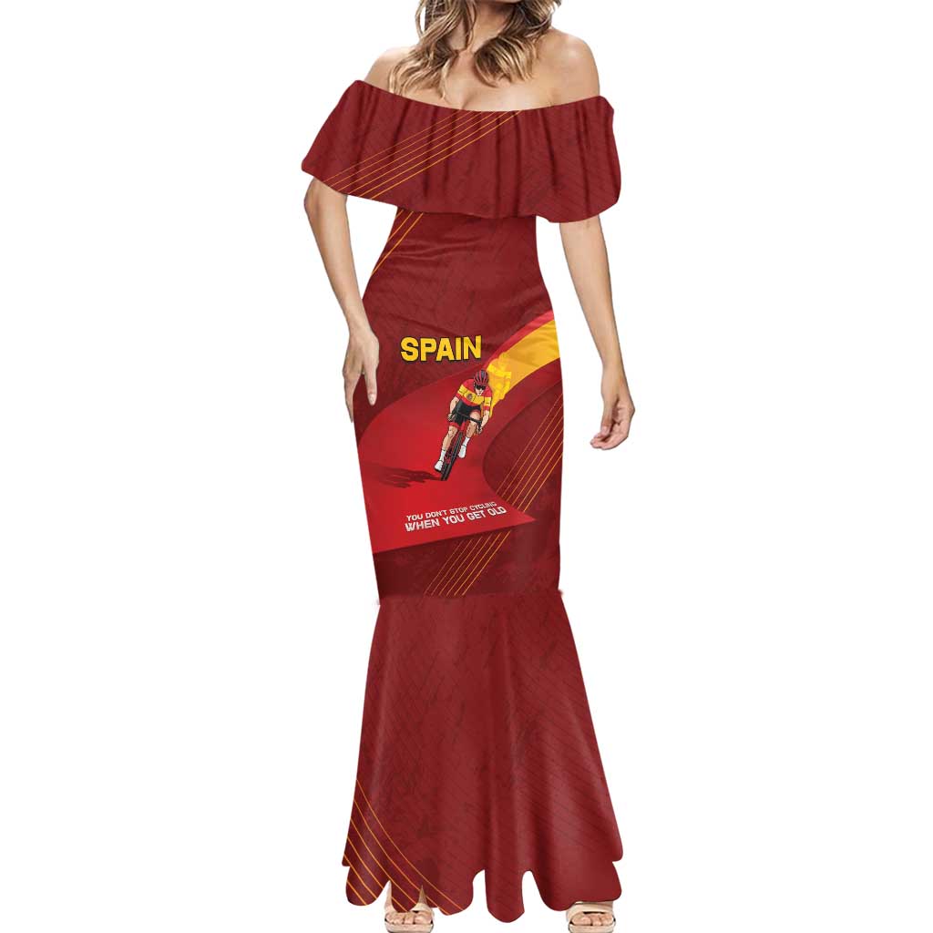 Personalized Spain Cycling Mermaid Dress You Don't Stop Cycling When You Get Old - Wonder Print Shop