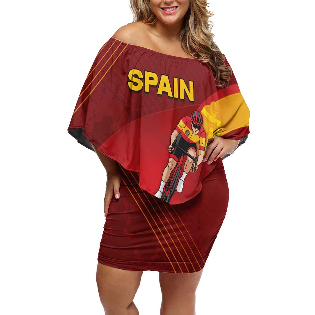 Personalized Spain Cycling Off Shoulder Short Dress You Don't Stop Cycling When You Get Old - Wonder Print Shop