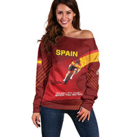 Personalized Spain Cycling Off Shoulder Sweater You Don't Stop Cycling When You Get Old - Wonder Print Shop