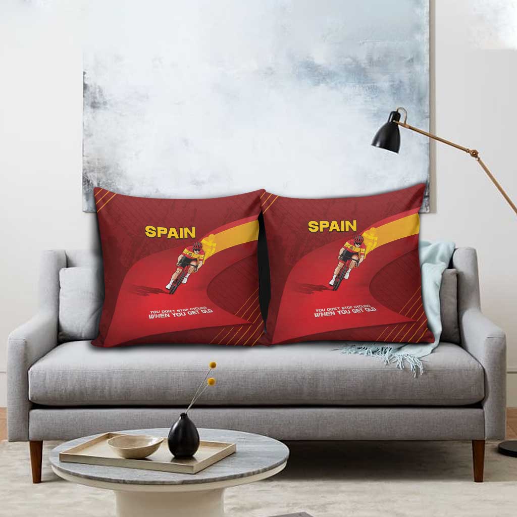Spain Cycling Pillow Cover You Don't Stop Cycling When You Get Old - Wonder Print Shop