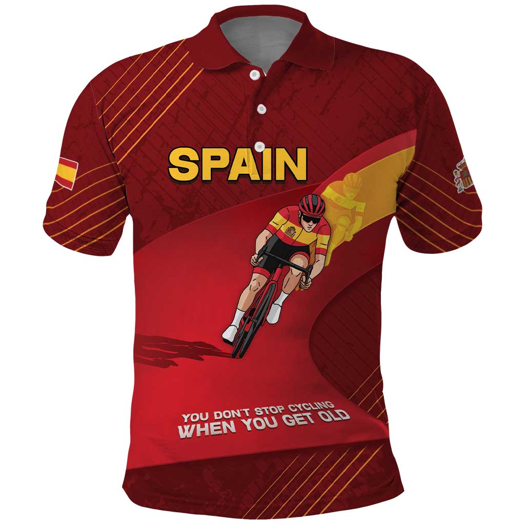 Personalized Spain Cycling Polo Shirt You Don't Stop Cycling When You Get Old - Wonder Print Shop