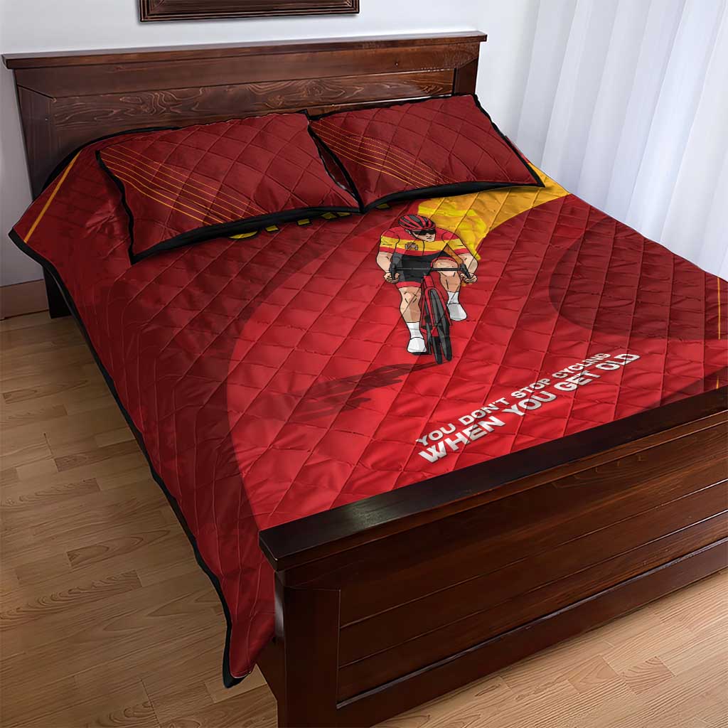Spain Cycling Quilt Bed Set You Don't Stop Cycling When You Get Old - Wonder Print Shop