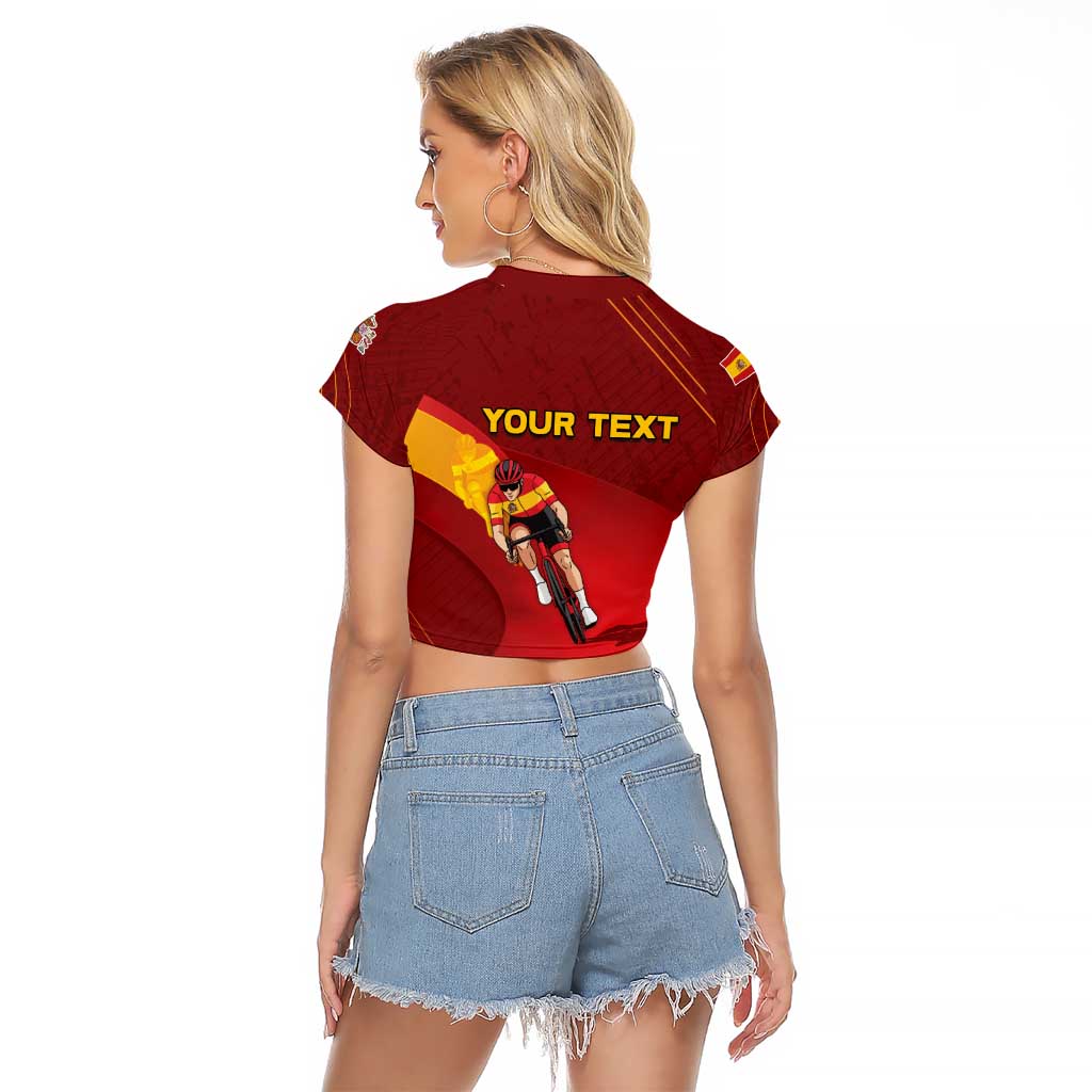 Personalized Spain Cycling Raglan Cropped T Shirt You Don't Stop Cycling When You Get Old - Wonder Print Shop