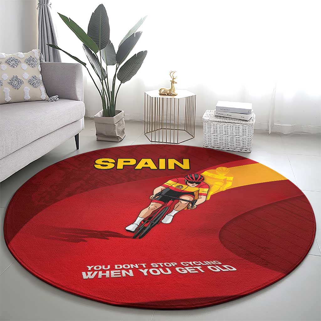 Spain Cycling Round Carpet You Don't Stop Cycling When You Get Old - Wonder Print Shop