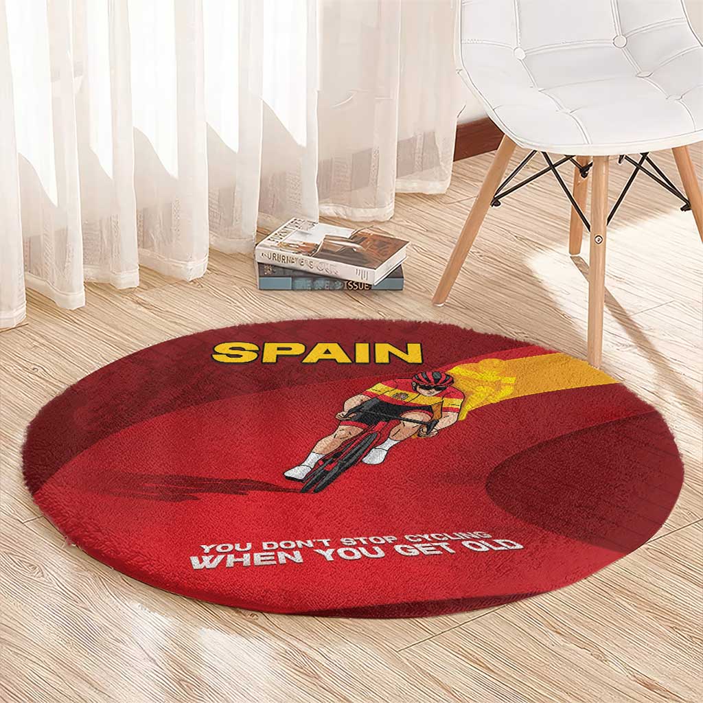 Spain Cycling Round Carpet You Don't Stop Cycling When You Get Old - Wonder Print Shop