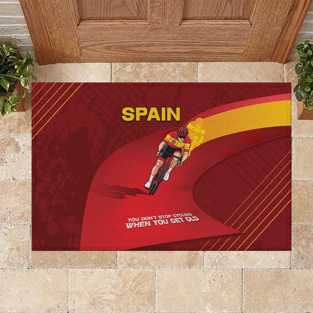 Spain Cycling Rubber Doormat You Don't Stop Cycling When You Get Old - Wonder Print Shop