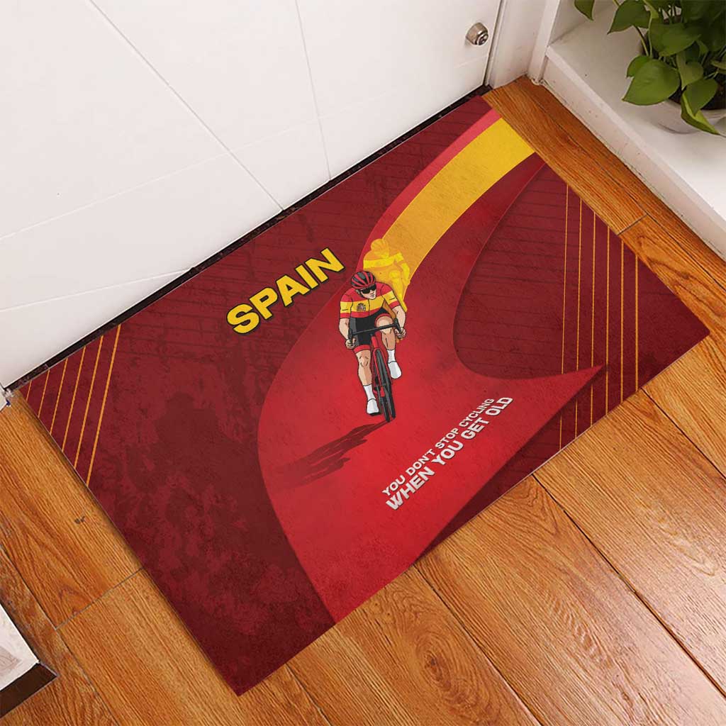 Spain Cycling Rubber Doormat You Don't Stop Cycling When You Get Old - Wonder Print Shop