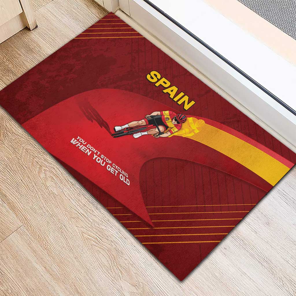 Spain Cycling Rubber Doormat You Don't Stop Cycling When You Get Old - Wonder Print Shop
