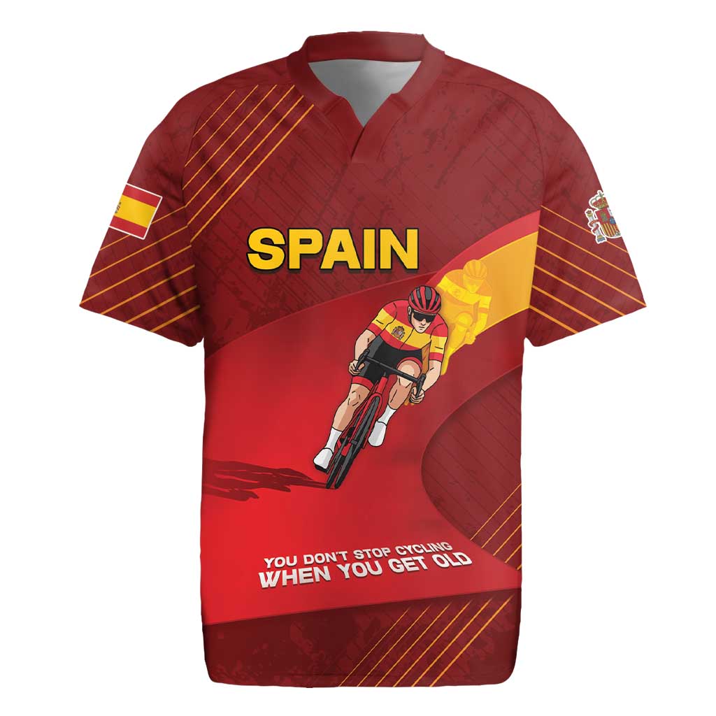 Personalized Spain Cycling Rugby Jersey You Don't Stop Cycling When You Get Old - Wonder Print Shop