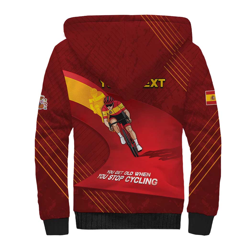 Personalized Spain Cycling Sherpa Hoodie You Don't Stop Cycling When You Get Old - Wonder Print Shop