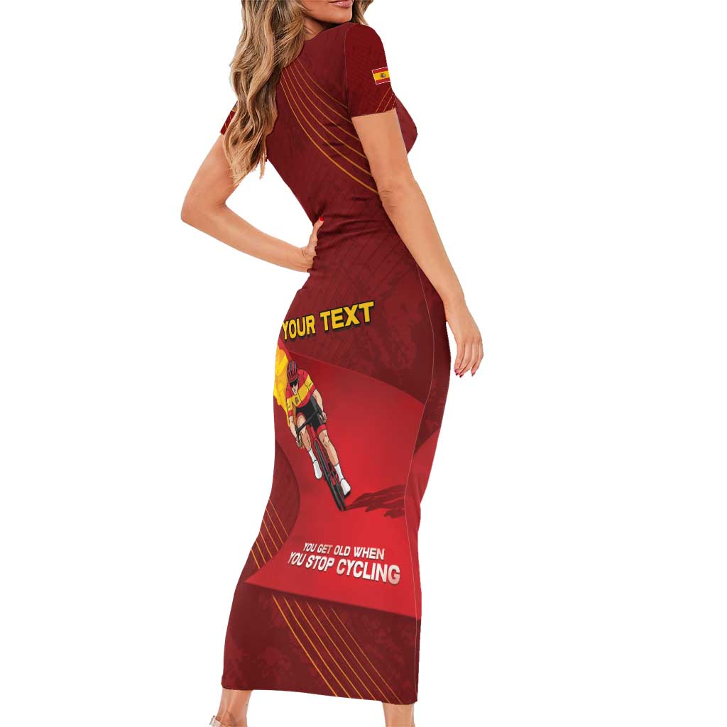 Personalized Spain Cycling Short Sleeve Bodycon Dress You Don't Stop Cycling When You Get Old - Wonder Print Shop