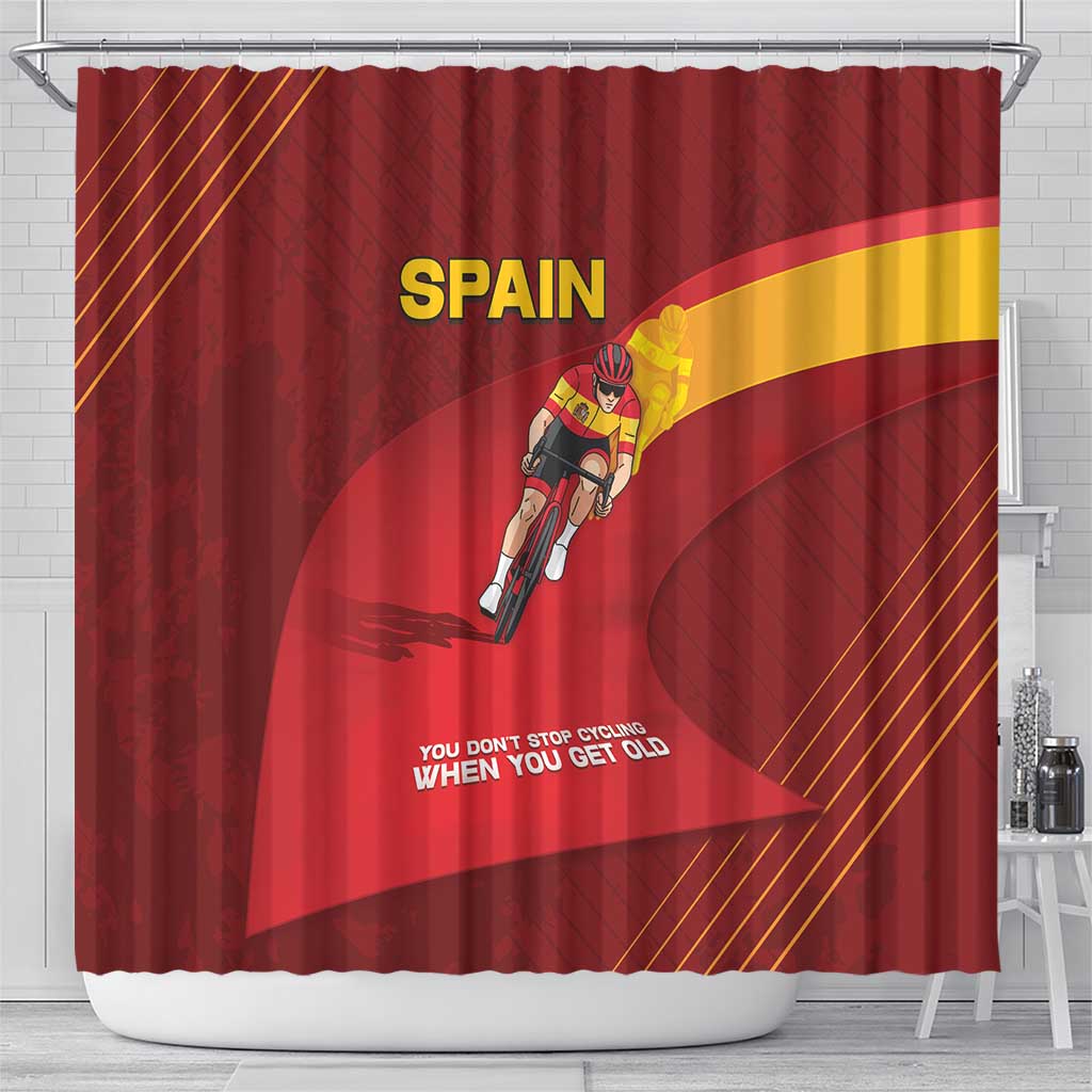 Spain Cycling Shower Curtain You Don't Stop Cycling When You Get Old - Wonder Print Shop