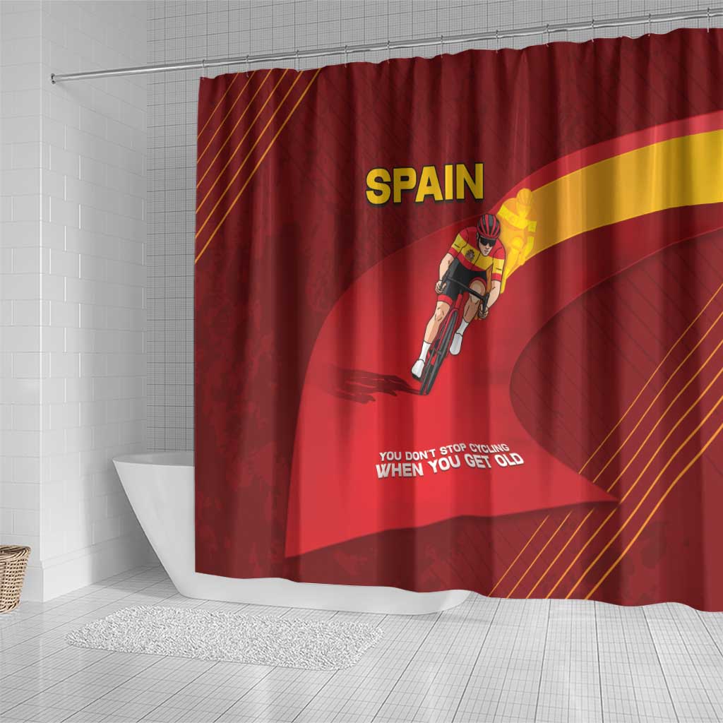 Spain Cycling Shower Curtain You Don't Stop Cycling When You Get Old - Wonder Print Shop