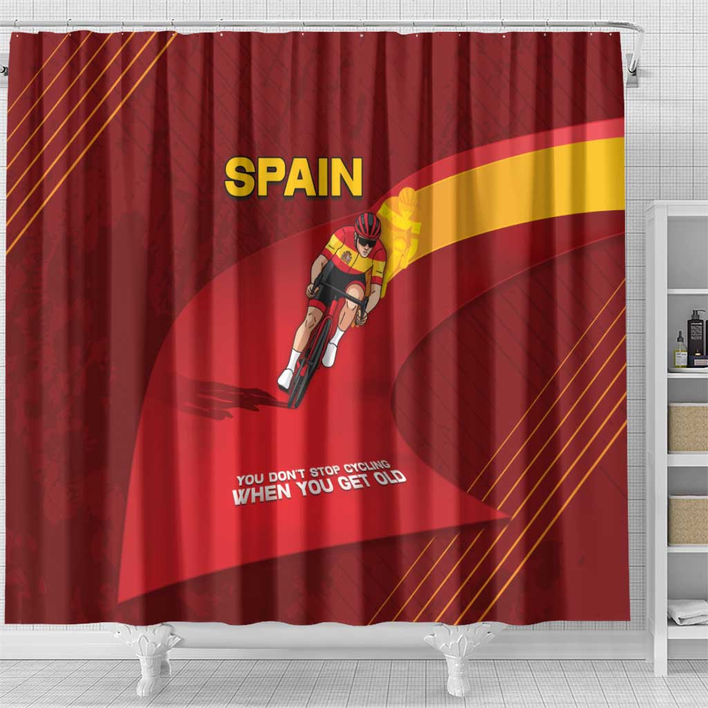 Spain Cycling Shower Curtain You Don't Stop Cycling When You Get Old - Wonder Print Shop