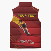 Personalized Spain Cycling Sleeveless Puffer Jacket You Don't Stop Cycling When You Get Old - Wonder Print Shop
