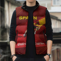 Personalized Spain Cycling Sleeveless Puffer Jacket You Don't Stop Cycling When You Get Old - Wonder Print Shop