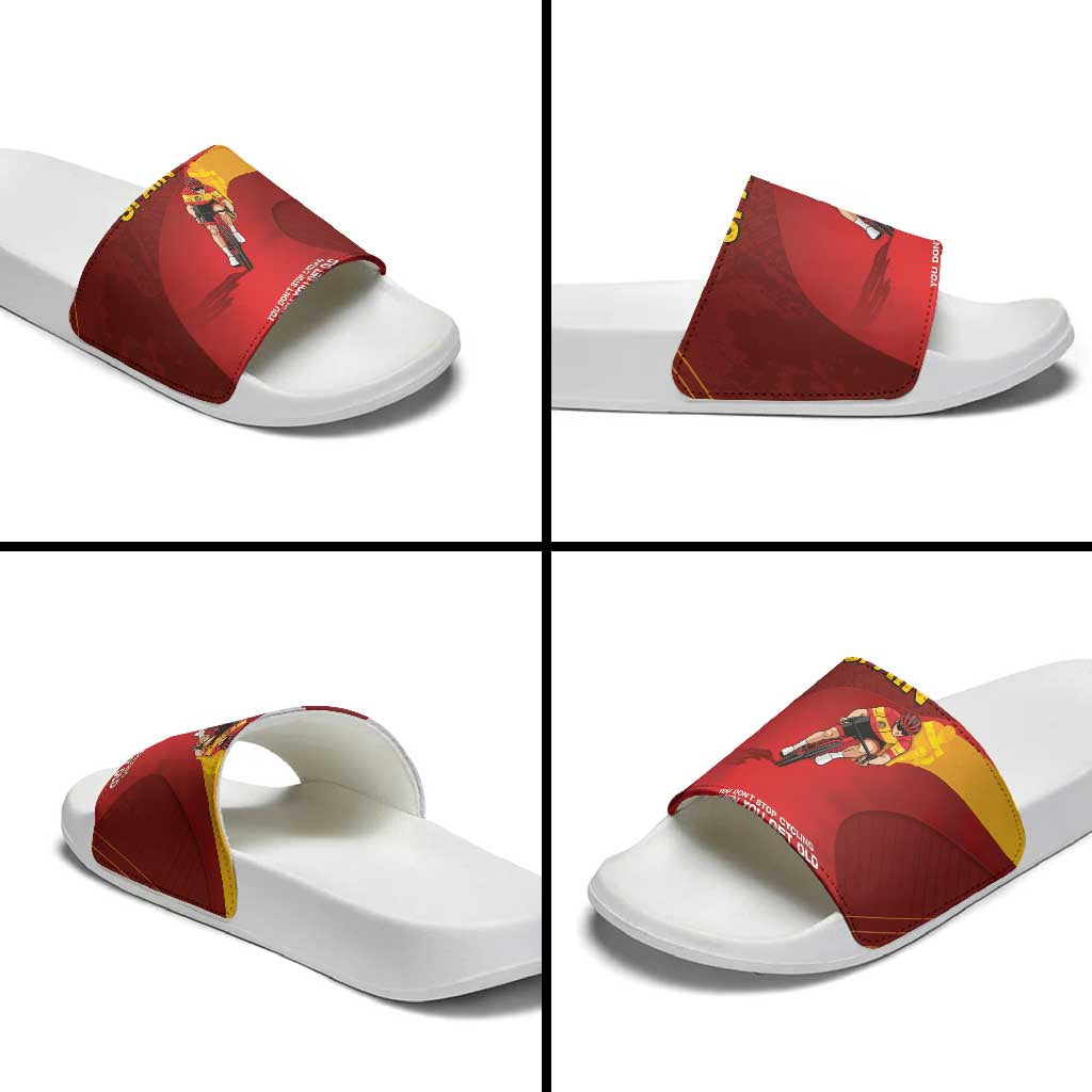 Spain Cycling Slide Sandals You Don't Stop Cycling When You Get Old - Wonder Print Shop