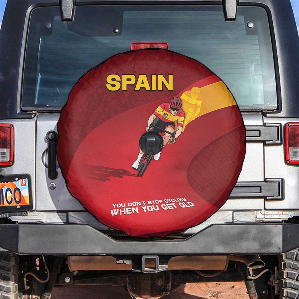 Spain Cycling Spare Tire Cover You Don't Stop Cycling When You Get Old - Wonder Print Shop