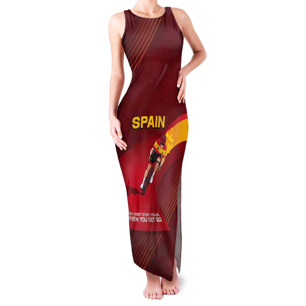 Personalized Spain Cycling Tank Maxi Dress You Don't Stop Cycling When You Get Old - Wonder Print Shop