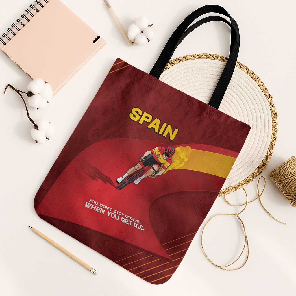Spain Cycling Tote Bag You Don't Stop Cycling When You Get Old - Wonder Print Shop
