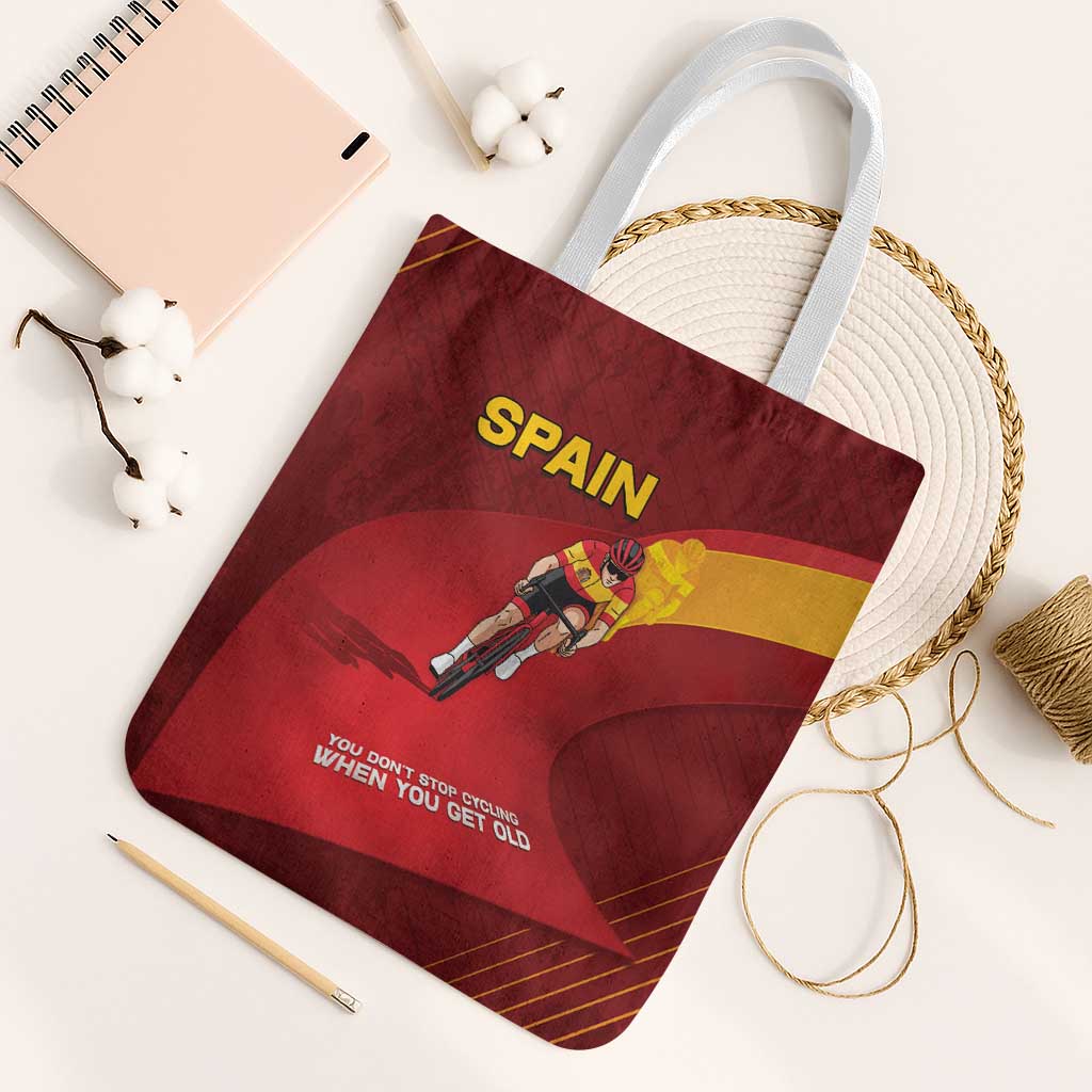 Spain Cycling Tote Bag You Don't Stop Cycling When You Get Old - Wonder Print Shop