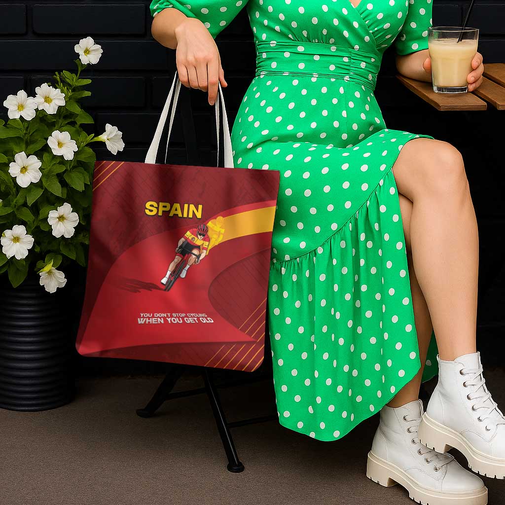 Spain Cycling Tote Bag You Don't Stop Cycling When You Get Old - Wonder Print Shop