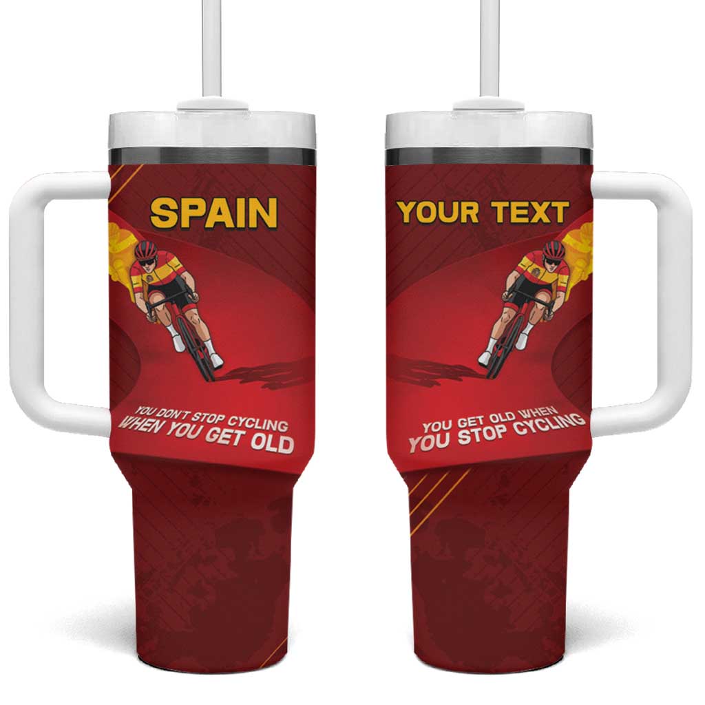 Personalized Spain Cycling Tumbler With Handle You Don't Stop Cycling When You Get Old - Wonder Print Shop