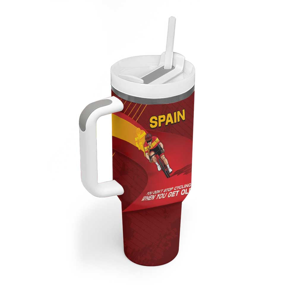 Personalized Spain Cycling Tumbler With Handle You Don't Stop Cycling When You Get Old - Wonder Print Shop