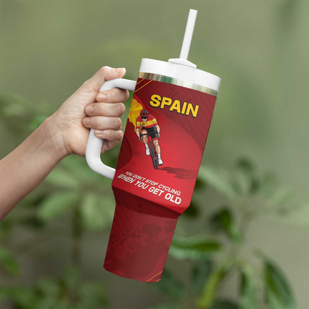 Personalized Spain Cycling Tumbler With Handle You Don't Stop Cycling When You Get Old - Wonder Print Shop