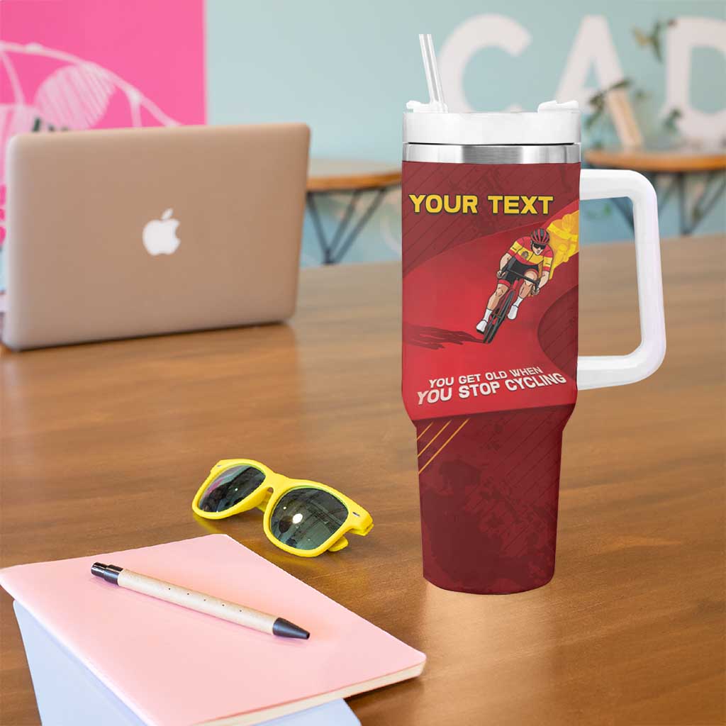 Personalized Spain Cycling Tumbler With Handle You Don't Stop Cycling When You Get Old - Wonder Print Shop