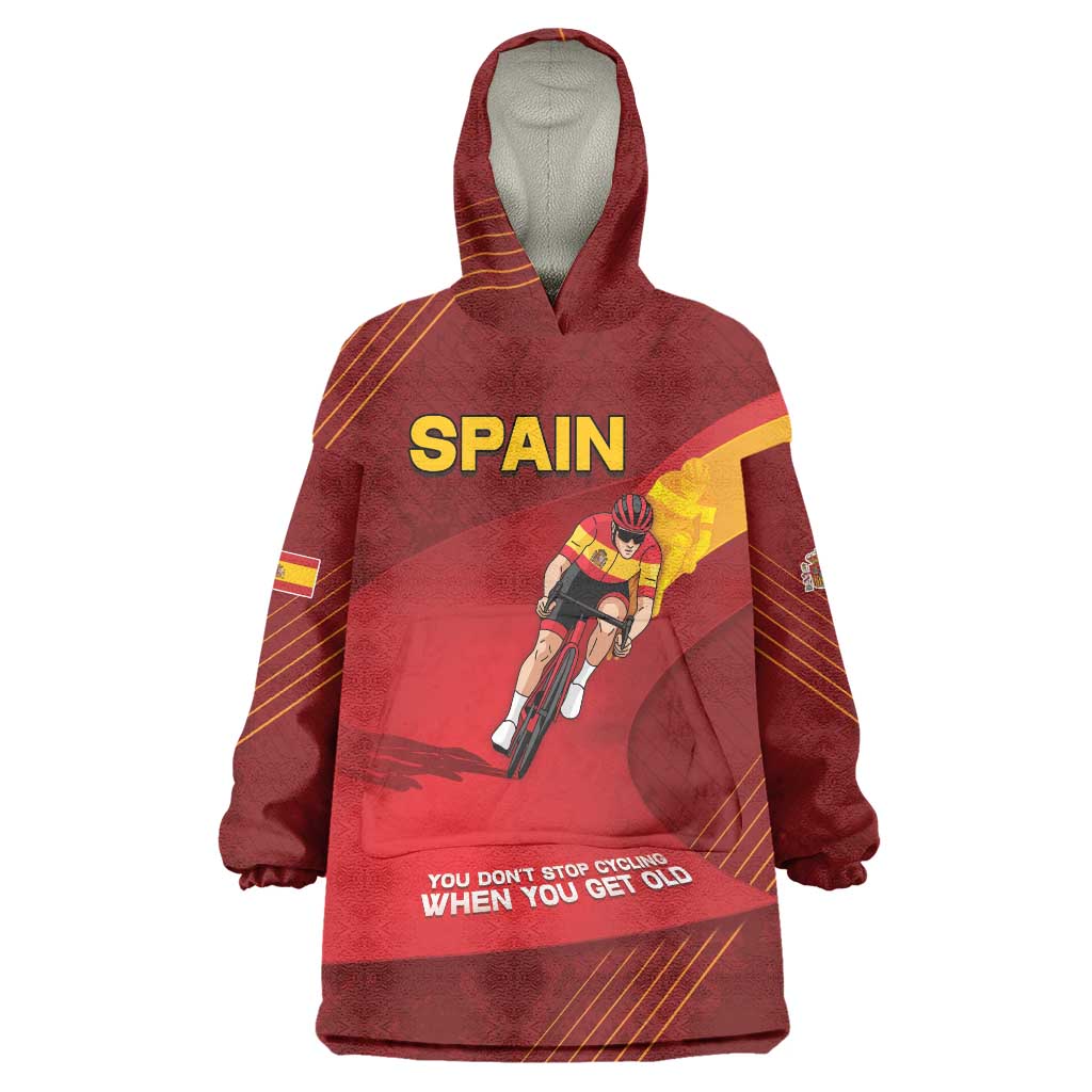 Personalized Spain Cycling Wearable Blanket Hoodie You Don't Stop Cycling When You Get Old - Wonder Print Shop
