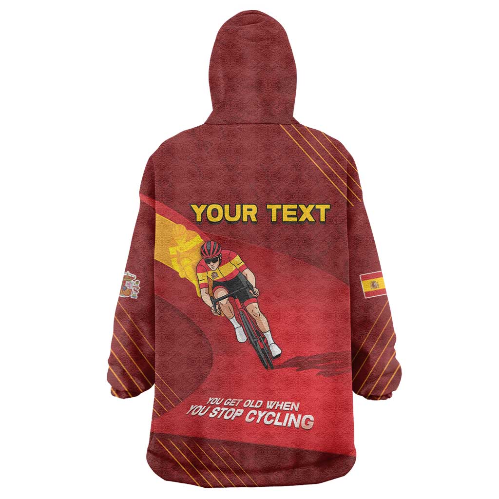 Personalized Spain Cycling Wearable Blanket Hoodie You Don't Stop Cycling When You Get Old - Wonder Print Shop