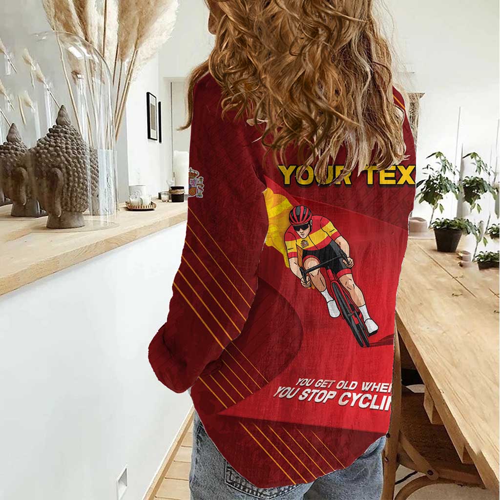 Personalized Spain Cycling Women Casual Shirt You Don't Stop Cycling When You Get Old - Wonder Print Shop