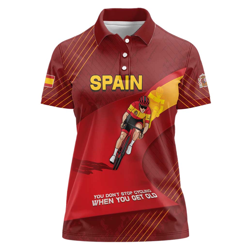 Personalized Spain Cycling Women Polo Shirt You Don't Stop Cycling When You Get Old - Wonder Print Shop