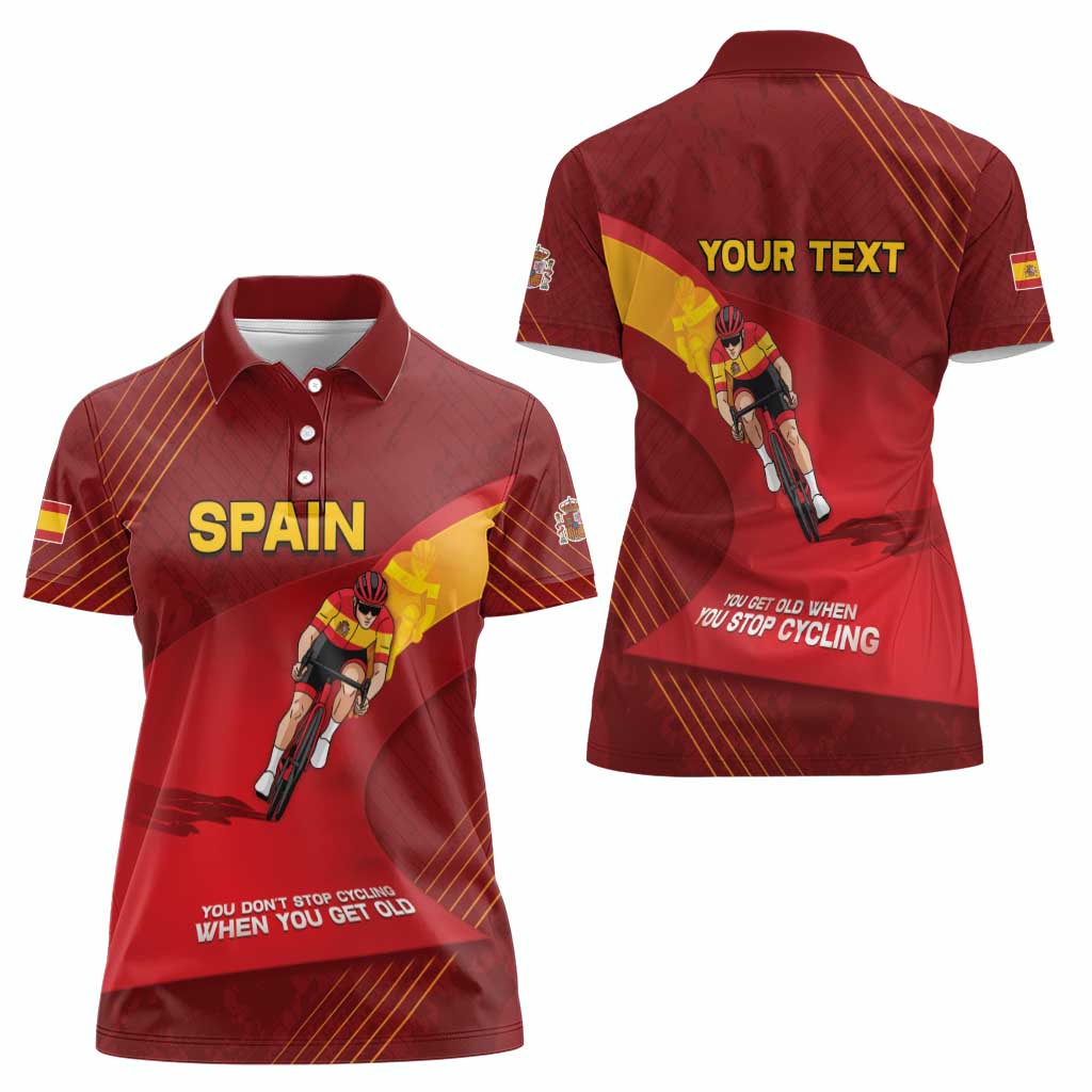 Personalized Spain Cycling Women Polo Shirt You Don't Stop Cycling When You Get Old - Wonder Print Shop