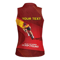 Personalized Spain Cycling Women Sleeveless Polo Shirt You Don't Stop Cycling When You Get Old - Wonder Print Shop
