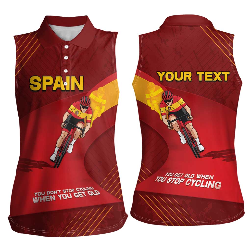Personalized Spain Cycling Women Sleeveless Polo Shirt You Don't Stop Cycling When You Get Old - Wonder Print Shop