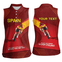 Personalized Spain Cycling Women Sleeveless Polo Shirt You Don't Stop Cycling When You Get Old - Wonder Print Shop