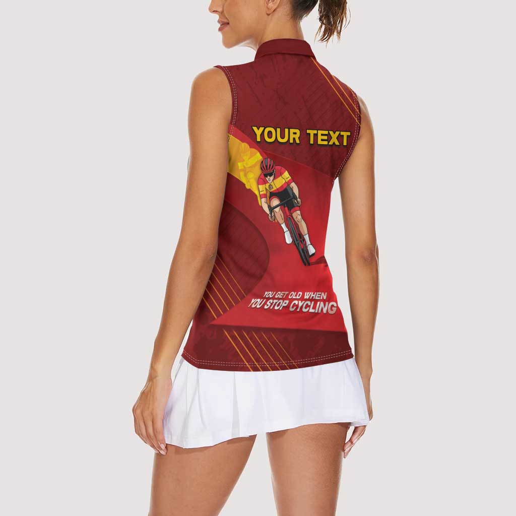 Personalized Spain Cycling Women Sleeveless Polo Shirt You Don't Stop Cycling When You Get Old - Wonder Print Shop