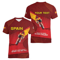 Personalized Spain Cycling Women V-Neck T-Shirt You Don't Stop Cycling When You Get Old - Wonder Print Shop