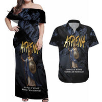 Ancient Greek Athena Couples Matching Off Shoulder Maxi Dress and Hawaiian Shirt Goddess Of Wisdom - Wonder Print Shop