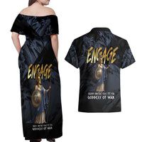 Ancient Greek Athena Couples Matching Off Shoulder Maxi Dress and Hawaiian Shirt Goddess Of Wisdom - Wonder Print Shop