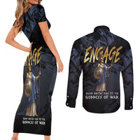Ancient Greek Athena Couples Matching Short Sleeve Bodycon Dress and Long Sleeve Button Shirt Goddess Of Wisdom - Wonder Print Shop