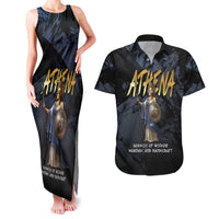 Ancient Greek Athena Couples Matching Tank Maxi Dress and Hawaiian Shirt Goddess Of Wisdom - Wonder Print Shop